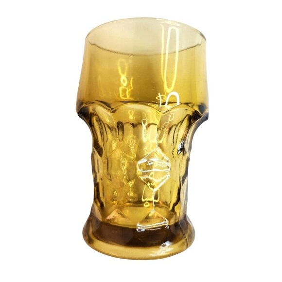 Vintage Amber Glass Tumbler Anchor Hocking 14 oz Honeycomb Pattern Textured Retr - Picture 1 of 13